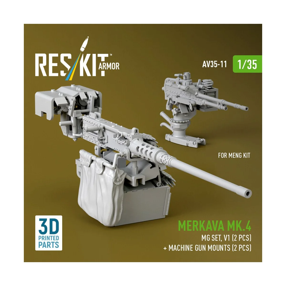 Merkava Mk.4 MG set, V.1 (2 pcs) + Machine gun mounts (2 pcs) (3D P... Merkava Mk.4 MG set, V.1 (2 pcs) + Machine gun mounts (2 pcs) (3D P...