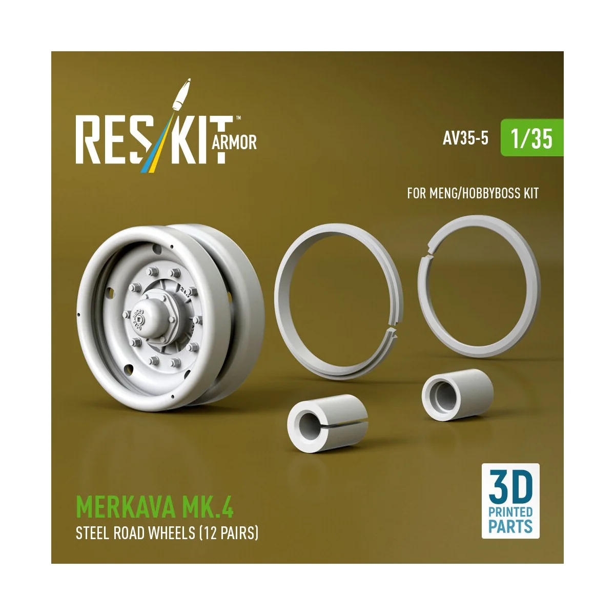 Merkava Mk.4 steel road wheels (12 pairs) (3D Printed) for Meng / H... Merkava Mk.4 steel road wheels (12 pairs) (3D Printed) for Meng / H...