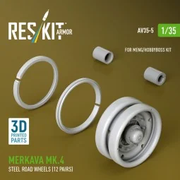 Merkava Mk.4 steel road wheels (12 pairs) (3D Printed) for Meng / H...