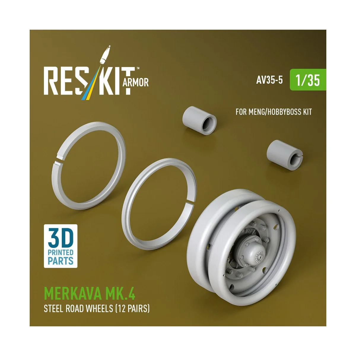 Merkava Mk.4 steel road wheels (12 pairs) (3D Printed) for Meng / H... Merkava Mk.4 steel road wheels (12 pairs) (3D Printed) for Meng / H...