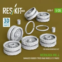 Merkava Mk.4 damaged rubber-tyred road wheels (12 pairs) (3D Printe... 2