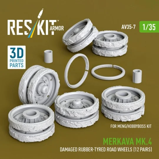 Merkava Mk.4 damaged rubber-tyred road wheels (12 pairs) (3D Printe... Merkava Mk.4 damaged rubber-tyred road wheels (12 pairs) (3D Printe...