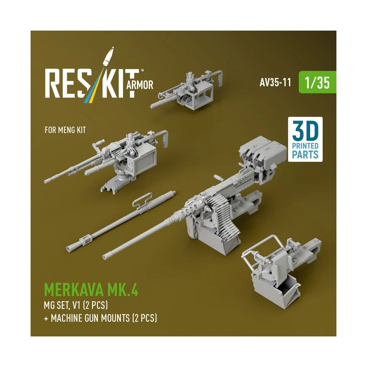Merkava Mk.4 MG set, V.1 (2 pcs) + Machine gun mounts (2 pcs) (3D P... Merkava Mk.4 MG set, V.1 (2 pcs) + Machine gun mounts (2 pcs) (3D P...