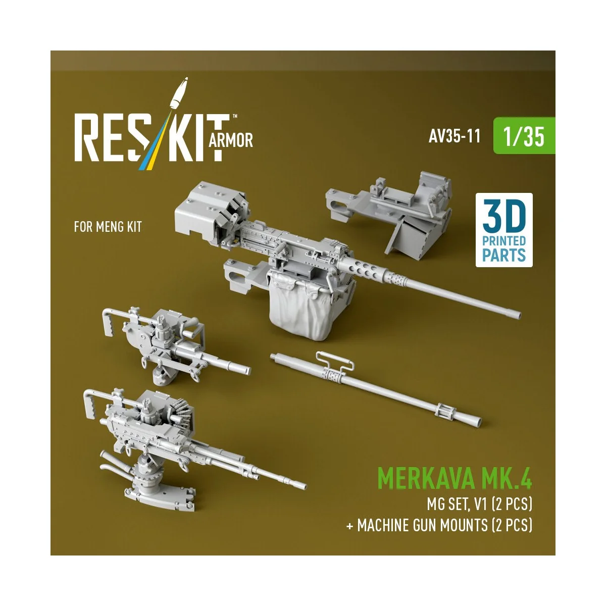Merkava Mk.4 MG set, V.1 (2 pcs) + Machine gun mounts (2 pcs) (3D P... Merkava Mk.4 MG set, V.1 (2 pcs) + Machine gun mounts (2 pcs) (3D P...