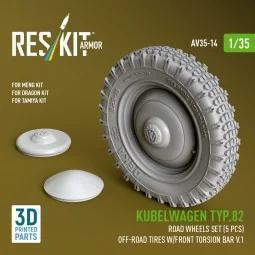 Kubelwagen typ.82 road wheels set (5 pcs) off-road tires w/front to...