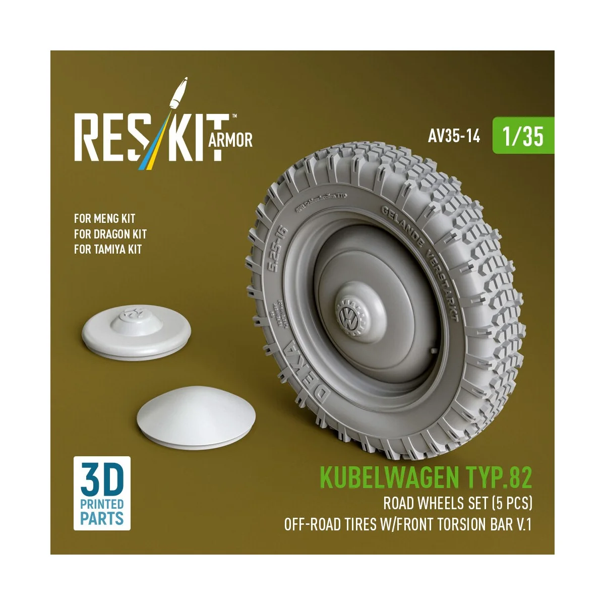 Kubelwagen typ.82 road wheels set (5 pcs) off-road tires w/front to... Kubelwagen typ.82 road wheels set (5 pcs) off-road tires w/front to...