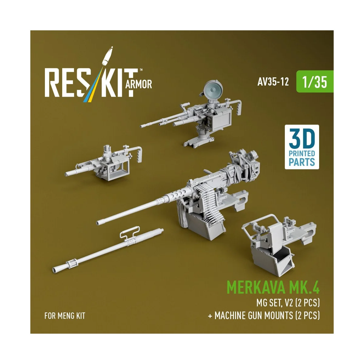 Merkava Mk.4 MG set, V.2 (2 pcs) + Machine gun mounts (2 pcs) (3D P... Merkava Mk.4 MG set, V.2 (2 pcs) + Machine gun mounts (2 pcs) (3D P...