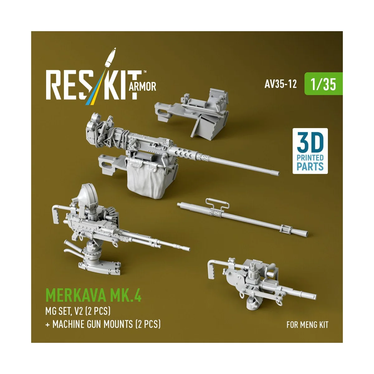 Merkava Mk.4 MG set, V.2 (2 pcs) + Machine gun mounts (2 pcs) (3D P... Merkava Mk.4 MG set, V.2 (2 pcs) + Machine gun mounts (2 pcs) (3D P...