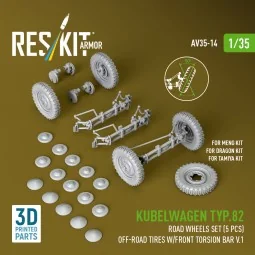 Kubelwagen typ.82 road wheels set (5 pcs) off-road tires w/front to... 2