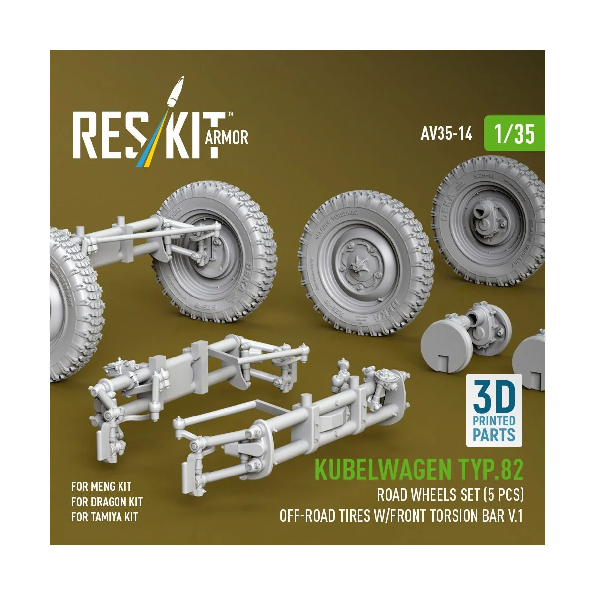 Kubelwagen typ.82 road wheels set (5 pcs) off-road tires w/front to... Kubelwagen typ.82 road wheels set (5 pcs) off-road tires w/front to...