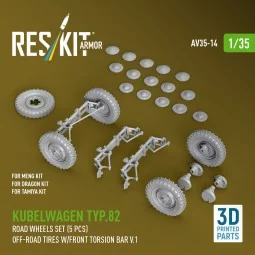 Kubelwagen typ.82 road wheels set (5 pcs) off-road tires w/front to... 2