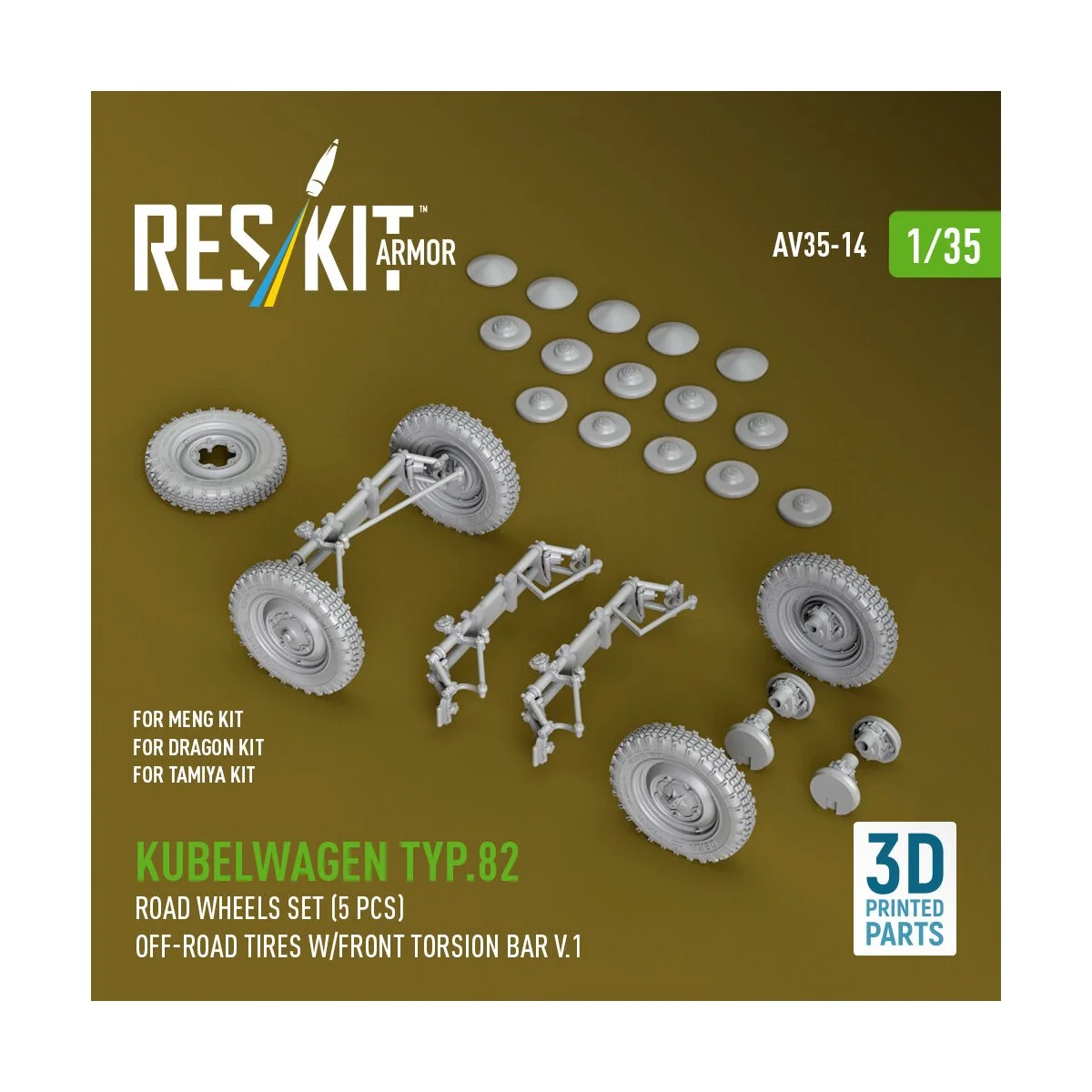 Kubelwagen typ.82 road wheels set (5 pcs) off-road tires w/front to... Kubelwagen typ.82 road wheels set (5 pcs) off-road tires w/front to...