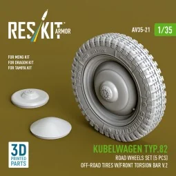 Kubelwagen typ.82 road wheels set (5 pcs) off-road tires w/front to...
