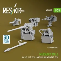 Merkava Mk.4 MG set, V.1 (2 pcs) + Machine gun mounts (2 pcs) (3D P...