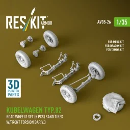 Kubelwagen typ.82 road wheels set (5 pcs) sand tires w/front torsio... 2