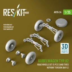 Kubelwagen typ.82 road wheels set (5 pcs) sand tires w/front torsio... 2