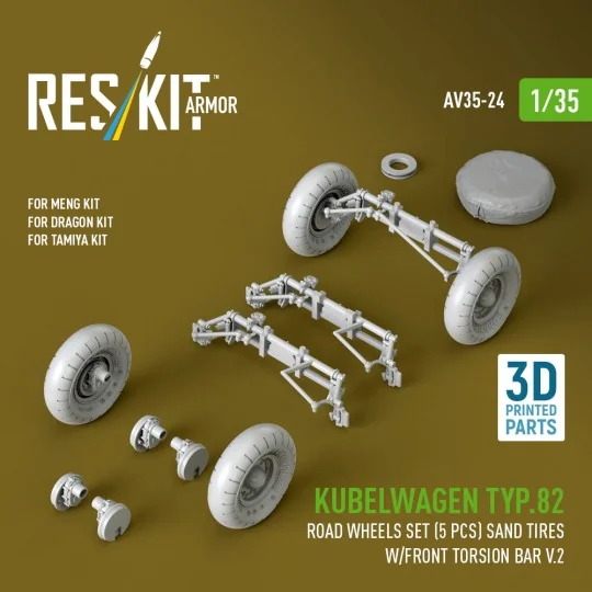 Kubelwagen typ.82 road wheels set (5 pcs) sand tires w/front torsio... Kubelwagen typ.82 road wheels set (5 pcs) sand tires w/front torsio...