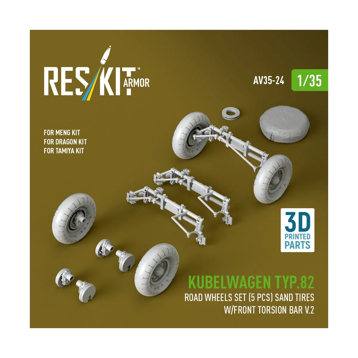 Kubelwagen typ.82 road wheels set (5 pcs) sand tires w/front torsio... Kubelwagen typ.82 road wheels set (5 pcs) sand tires w/front torsio...