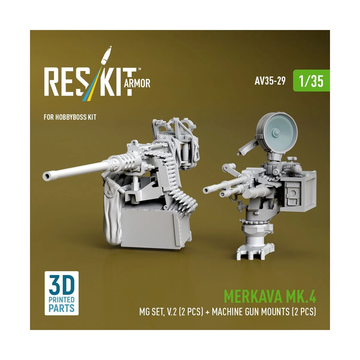 Merkava Mk.4 MG set, V.2 (2 pcs) + Machine gun mounts (2 pcs) (3D P... Merkava Mk.4 MG set, V.2 (2 pcs) + Machine gun mounts (2 pcs) (3D P...