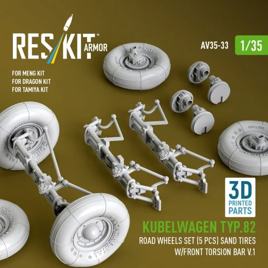 Kubelwagen typ.82 road wheels set (5 pcs) sand tires w/front torsio... Kubelwagen typ.82 road wheels set (5 pcs) sand tires w/front torsio...