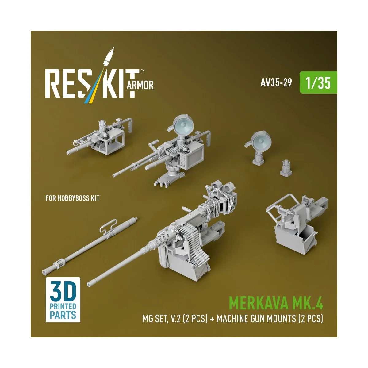 Merkava Mk.4 MG set, V.2 (2 pcs) + Machine gun mounts (2 pcs) (3D P... Merkava Mk.4 MG set, V.2 (2 pcs) + Machine gun mounts (2 pcs) (3D P...