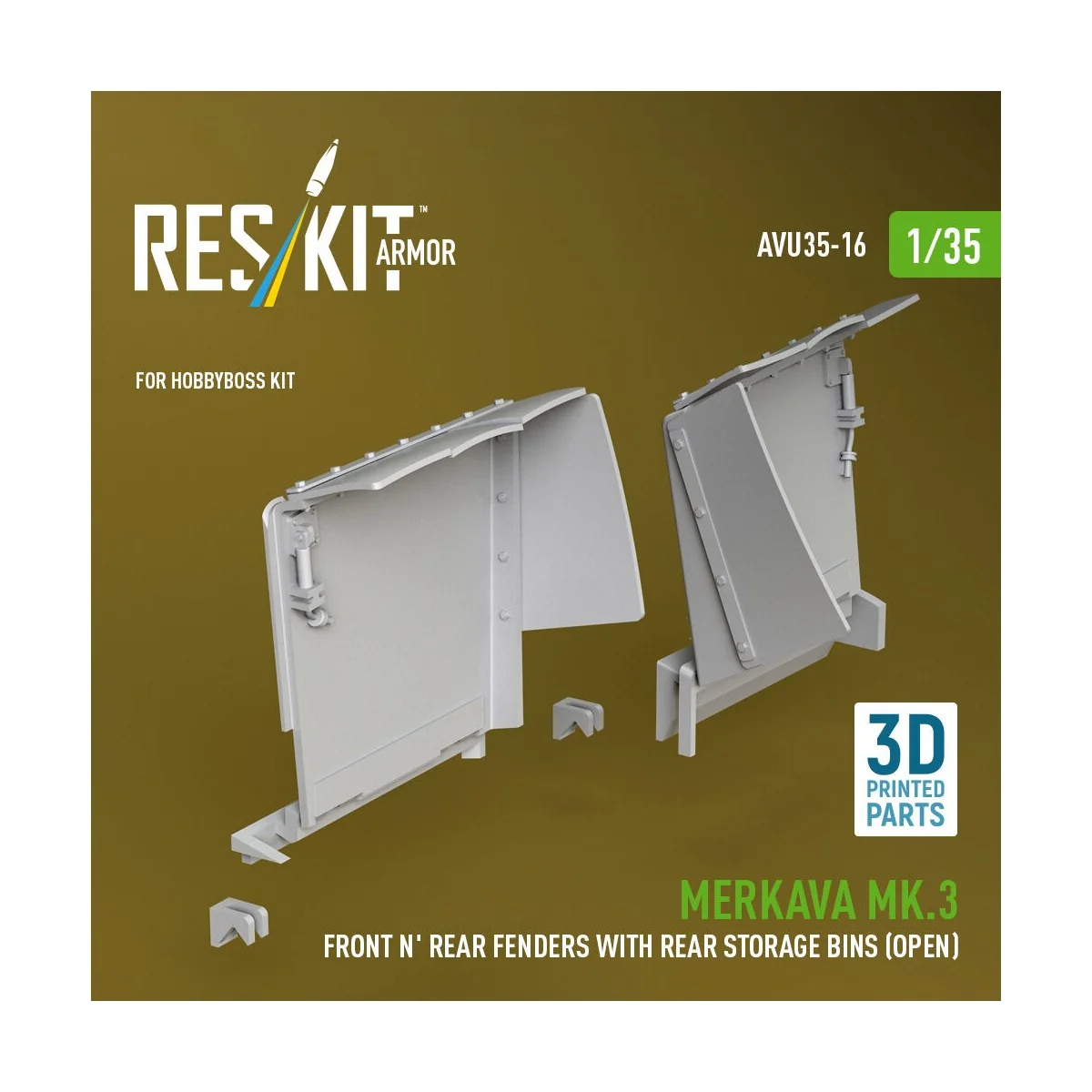Merkava Mk.3 Front n' Rear fenders with Rear stowage bins (open) (3... Merkava Mk.3 Front n' Rear fenders with Rear stowage bins (open) (3...