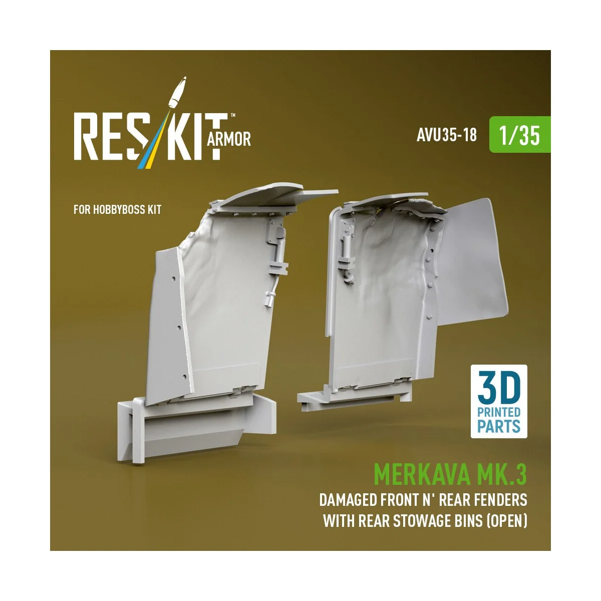 Merkava Mk.3 Damaged Front n' Rear fenders with Rear stowage bins (... Merkava Mk.3 Damaged Front n' Rear fenders with Rear stowage bins (...