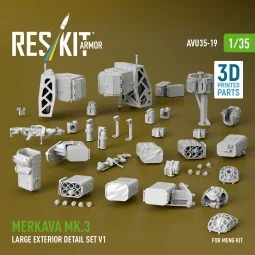 Merkava Mk.3 large exterior detail set V1 (3D Printed) for Meng, 1/...