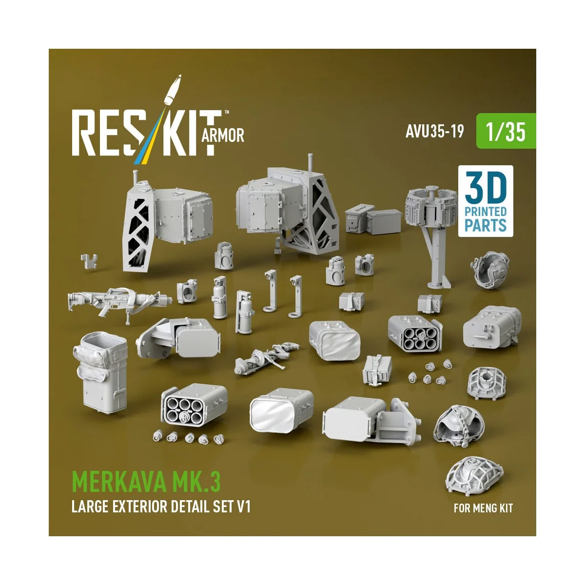 Merkava Mk.3 large exterior detail set V1 (3D Printed) for Meng, 1/... Merkava Mk.3 large exterior detail set V1 (3D Printed) for Meng, 1/...