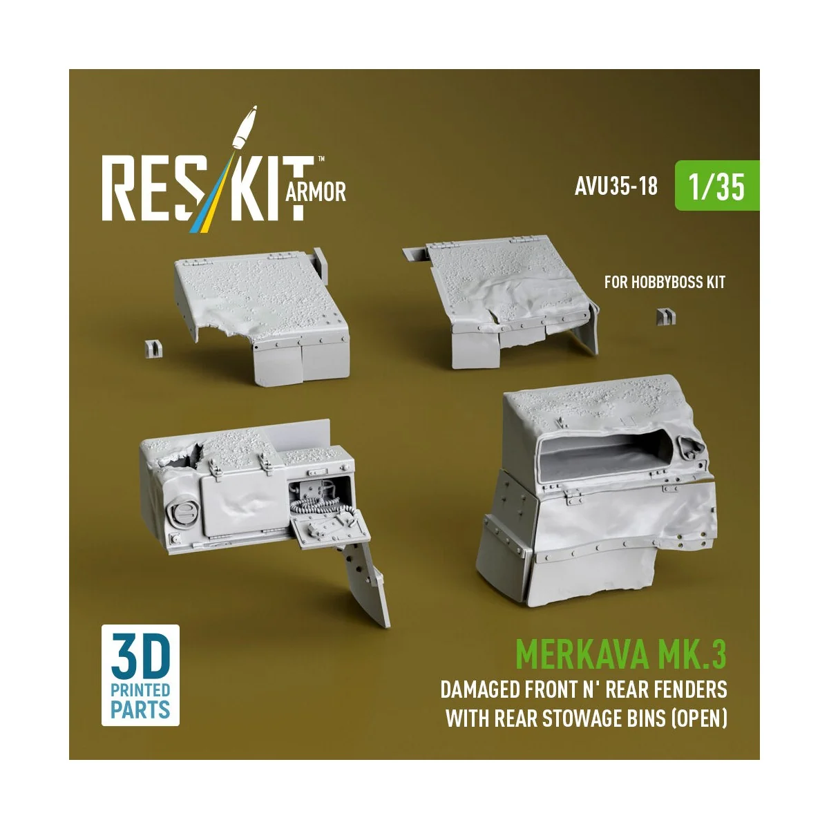 Merkava Mk.3 Damaged Front n' Rear fenders with Rear stowage bins (... Merkava Mk.3 Damaged Front n' Rear fenders with Rear stowage bins (...