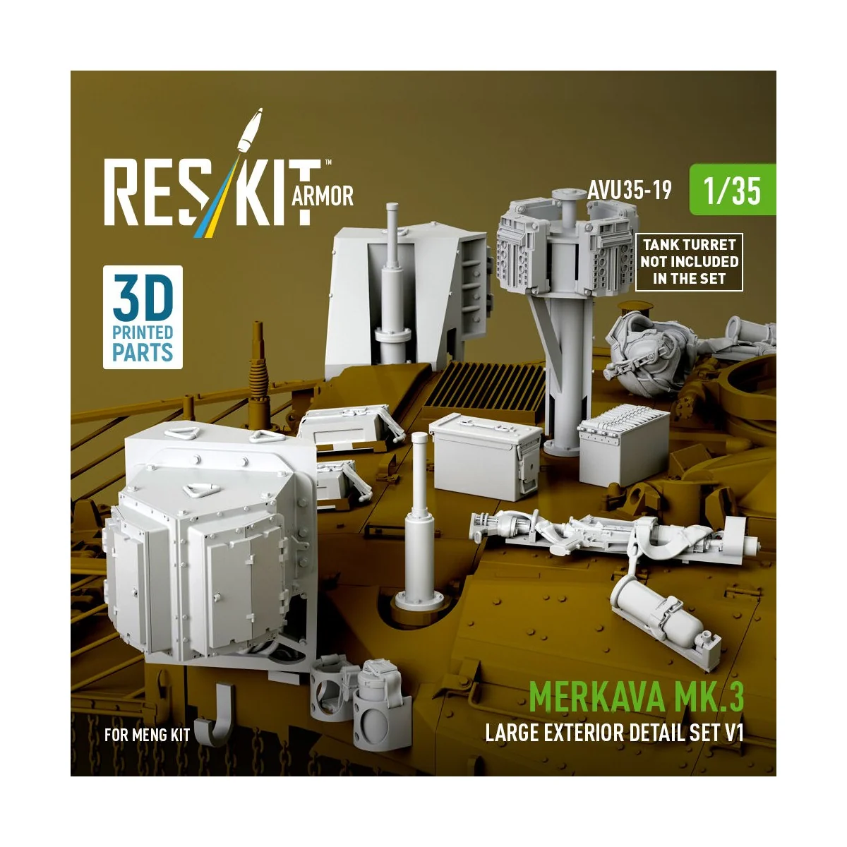 Merkava Mk.3 large exterior detail set V1 (3D Printed) for Meng, 1/... Merkava Mk.3 large exterior detail set V1 (3D Printed) for Meng, 1/...