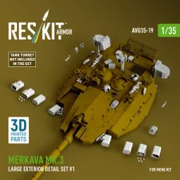 Merkava Mk.3 large exterior detail set V1 (3D Printed) for Meng, 1/...