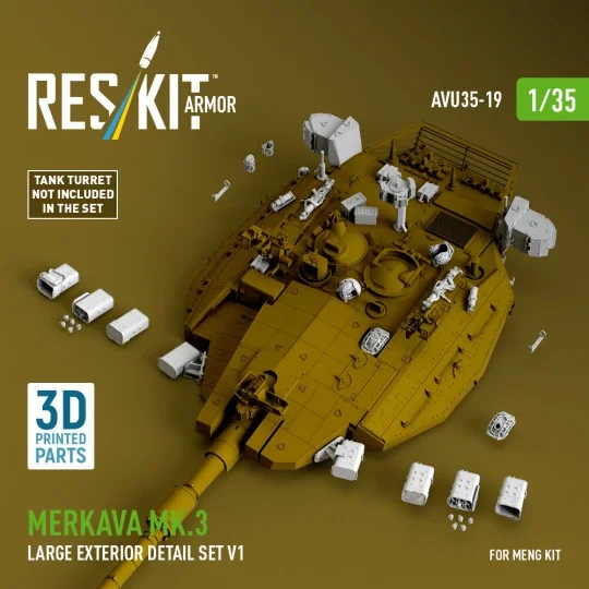 Merkava Mk.3 large exterior detail set V1 (3D Printed) for Meng, 1/... Merkava Mk.3 large exterior detail set V1 (3D Printed) for Meng, 1/...