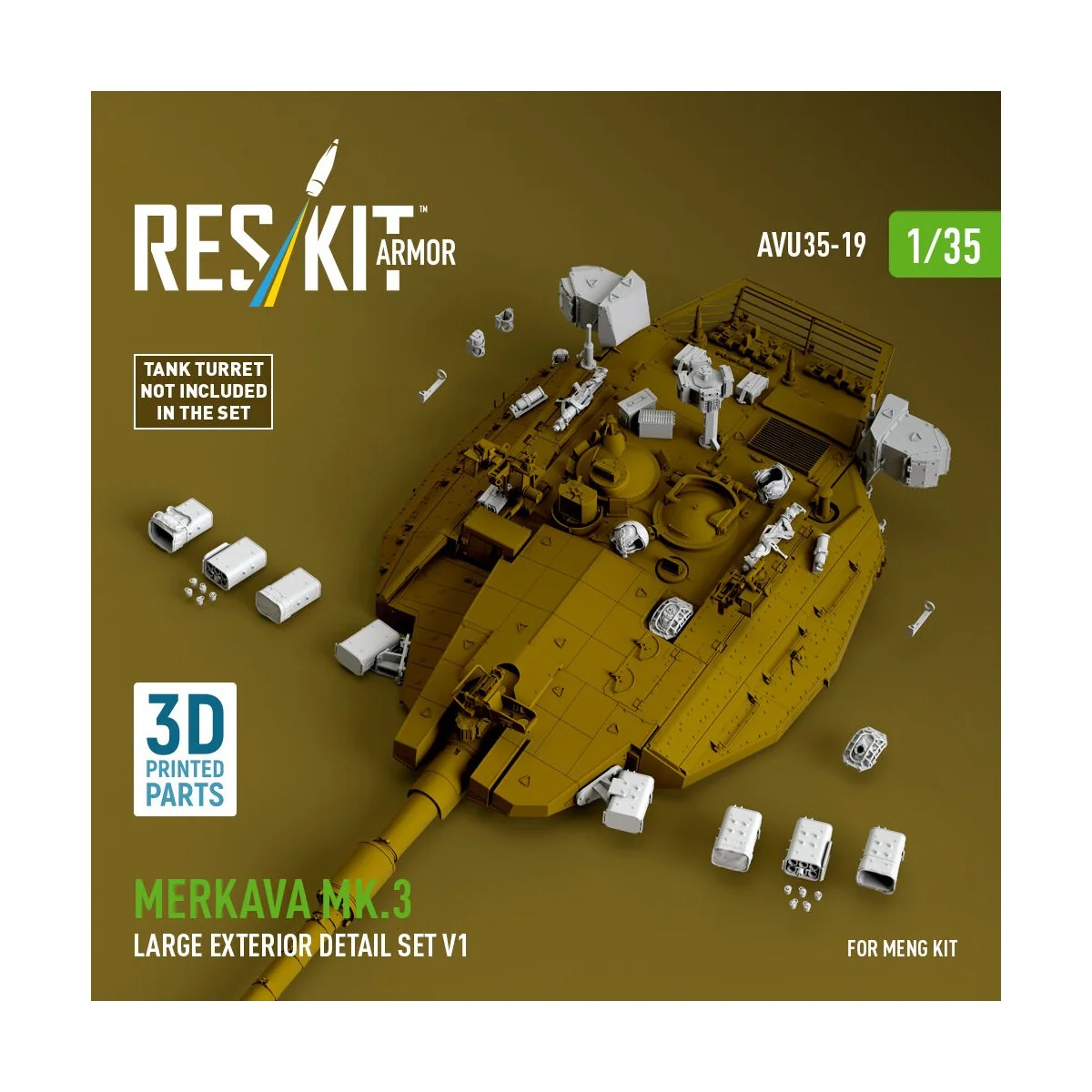 Merkava Mk.3 large exterior detail set V1 (3D Printed) for Meng, 1/... Merkava Mk.3 large exterior detail set V1 (3D Printed) for Meng, 1/...