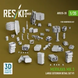 Merkava Mk.3 large exterior detail set V1 (3D Printed) for Hobby Bo...