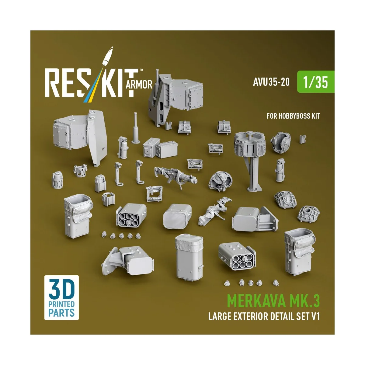Merkava Mk.3 large exterior detail set V1 (3D Printed) for Hobby Bo... Merkava Mk.3 large exterior detail set V1 (3D Printed) for Hobby Bo...