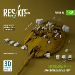 Merkava Mk.3 large exterior detail set V1 (3D Printed) for Hobby Bo...