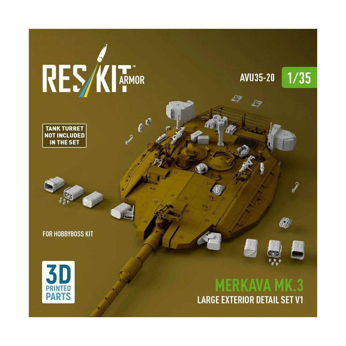 Merkava Mk.3 large exterior detail set V1 (3D Printed) for Hobby Bo... Merkava Mk.3 large exterior detail set V1 (3D Printed) for Hobby Bo...