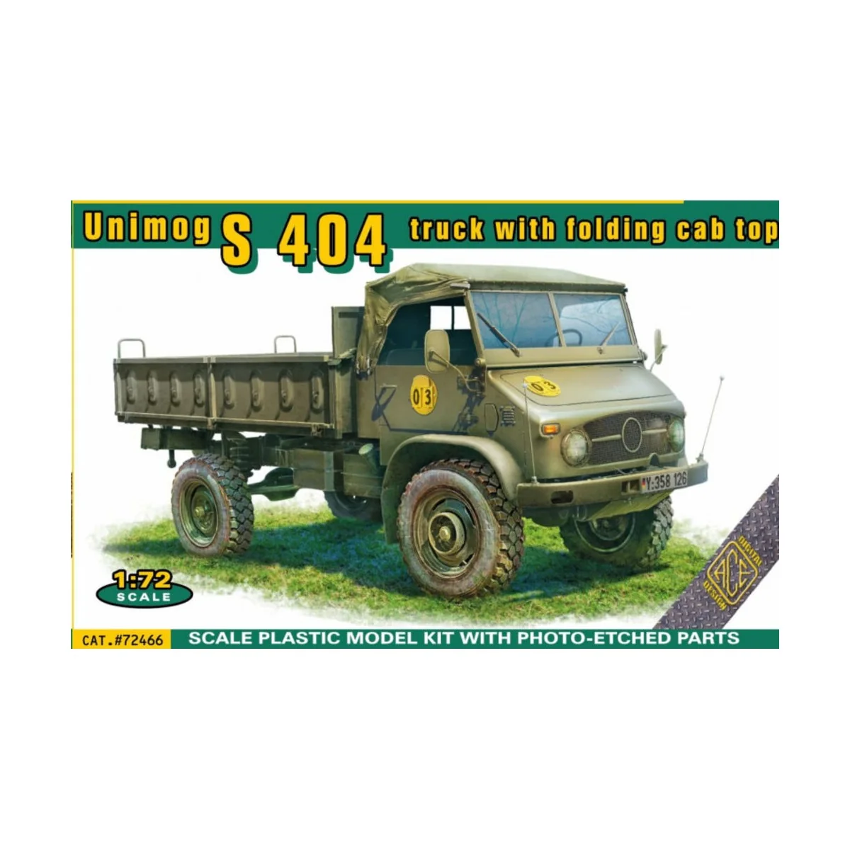 Unimog S 404 truck with folding cab top, 1/72 - ACE ACE72466 Unimog S 404 truck with folding cab top, 1/72 - ACE ACE72466