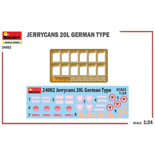 Jerrycans 20L German Type, 1/24 - MiniArt 24002 Jerrycans 20L German Type, 1/24 - MiniArt 24002