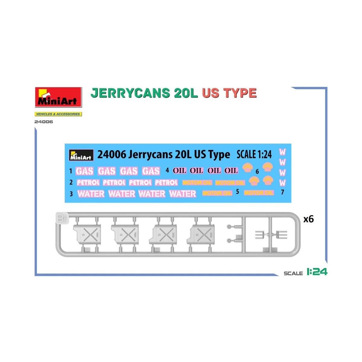 Jerrycans 20L US Type, 1/24 - MiniArt 24006 Jerrycans 20L US Type, 1/24 - MiniArt 24006
