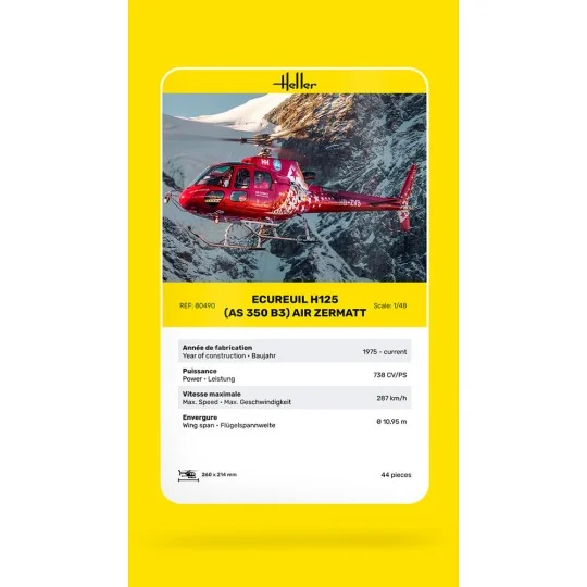 Ecureuil H125 (AS 350 B3) Air Zermatt, 1/48 - Heller 80490