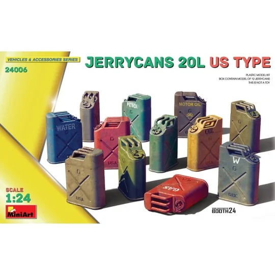 Jerrycans 20L US Type, 1/24 - MiniArt 24006 Jerrycans 20L US Type, 1/24 - MiniArt 24006