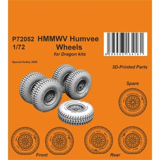 HMMWV Humvee Wheels for Dragon, 1/72 - CMK 129-P72052 HMMWV Humvee Wheels for Dragon, 1/72 - CMK 129-P72052
