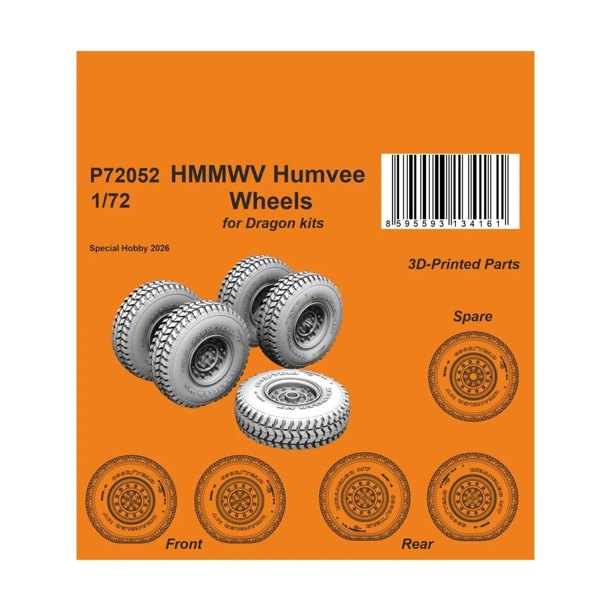 HMMWV Humvee Wheels for Dragon, 1/72 - CMK 129-P72052 HMMWV Humvee Wheels for Dragon, 1/72 - CMK 129-P72052