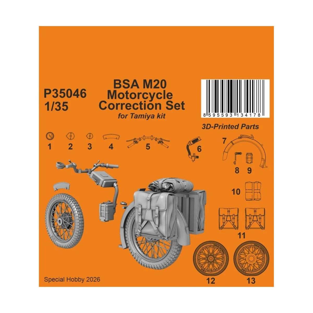 BSA M20 Motorcycle Correction Set for Tamiya, 1/35 - CMK 129-P35046 BSA M20 Motorcycle Correction Set for Tamiya, 1/35 - CMK 129-P35046