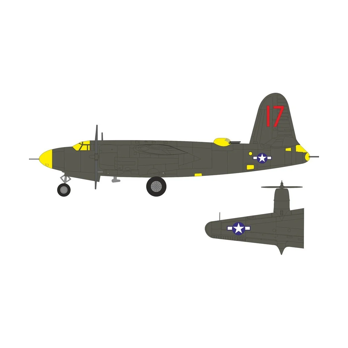 B-26C-45 Marauder US national insignia & tail marking for ICM, 1/48... B-26C-45 Marauder US national insignia & tail marking for ICM, 1/48...