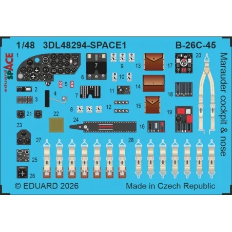 B-26C-45 Marauder cockpit & nose SPACE for ICM, 1/48 - Eduard Acces...