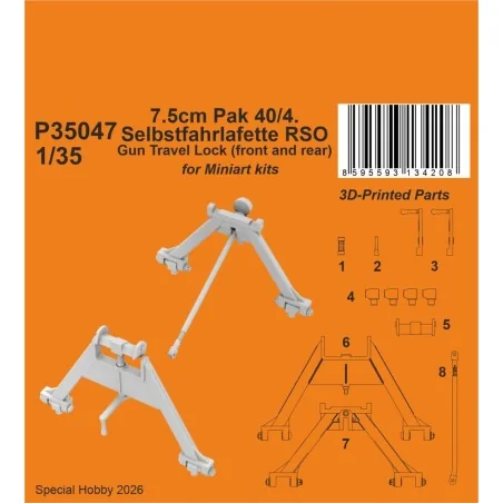 7.5cm Pak 40/4. Selbstfahrlafette RSO – Gun Travel Lock (front and ...