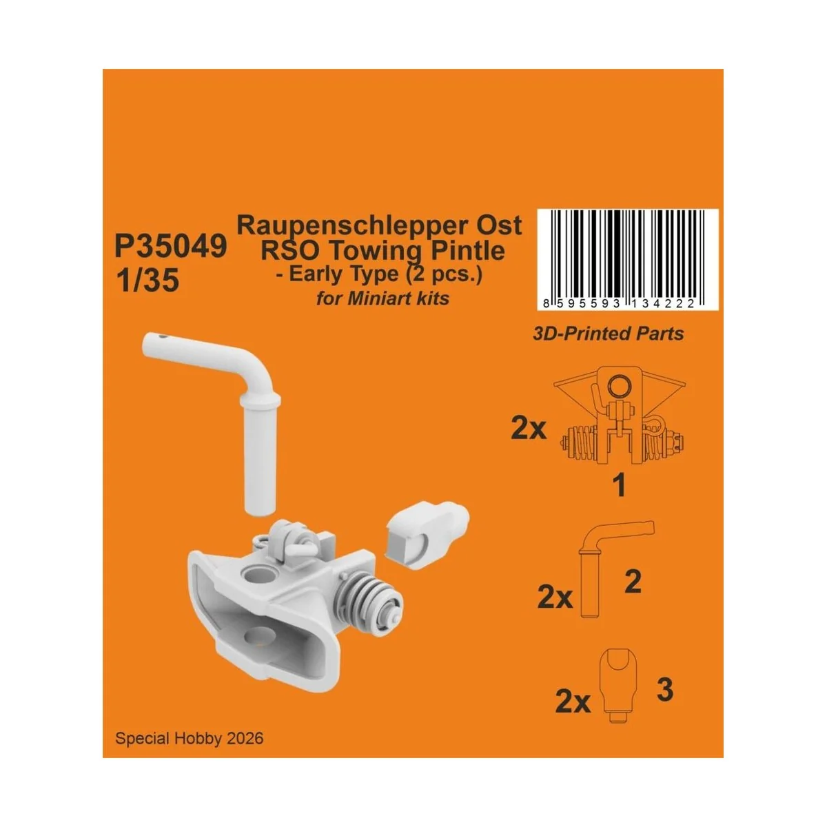 Raupenschlepper Ost RSO Towing Pintle - Early Type (2 pcs.) for Min... Raupenschlepper Ost RSO Towing Pintle - Early Type (2 pcs.) for Min...